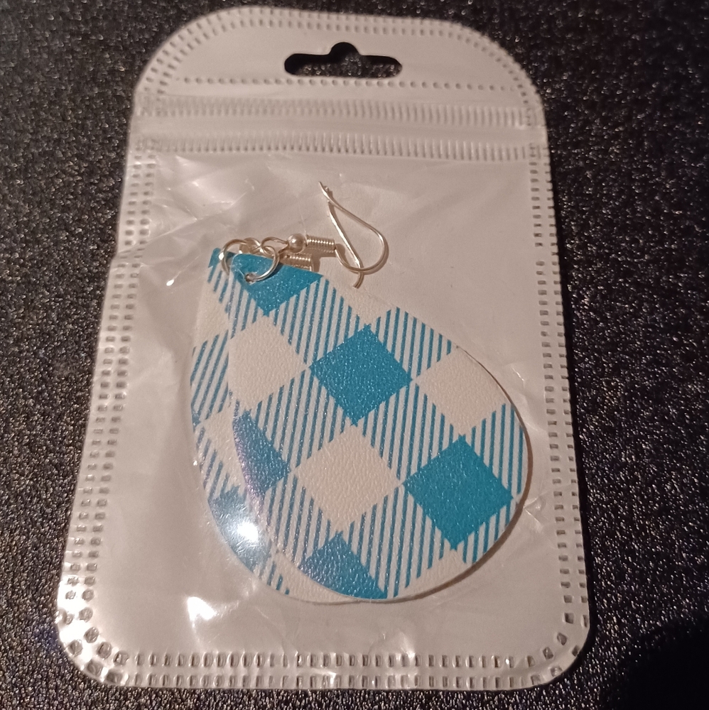 plaid leather earrings